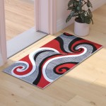 Flash Furniture Athos Collection 2x3 Red Abstract Rug KP-RG952-23-RD-GG