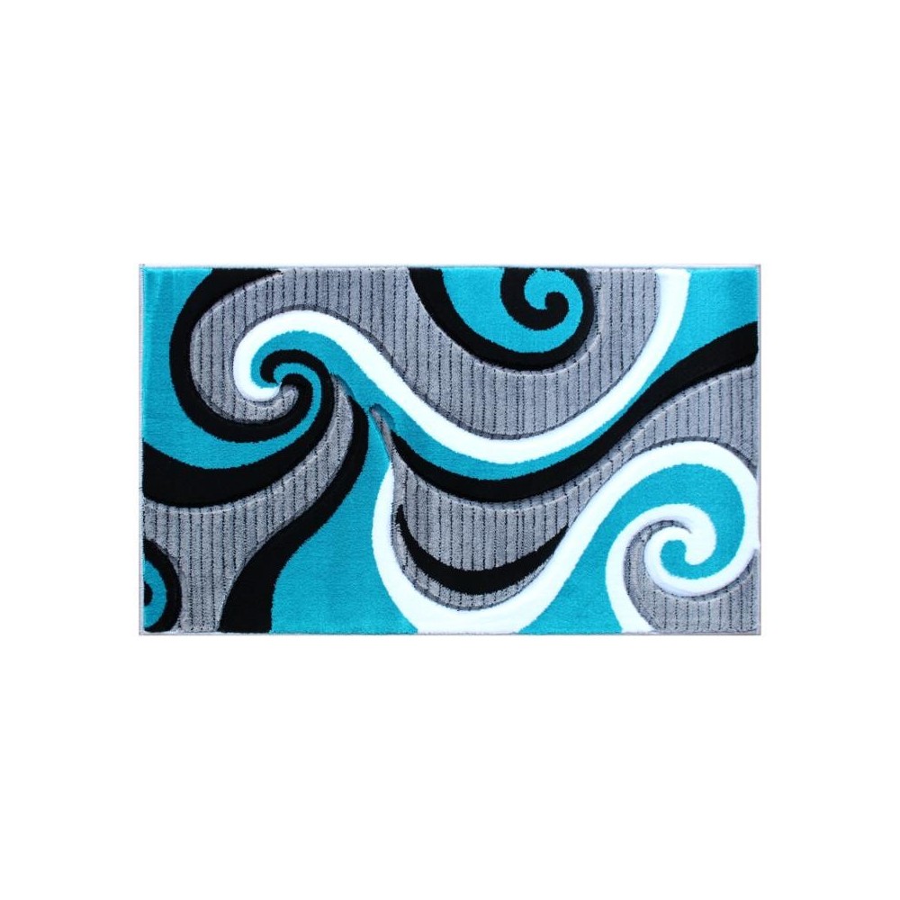 Flash Furniture Athos Collection 2x3 Turquoise Abstract Rug KP-RG952-23-TQ-GG