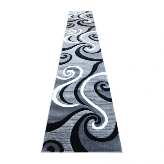 Flash Furniture Athos Collection 3x16 Gray Abstract Rug KP-RG952-316-GY-GG