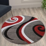 Flash Furniture Athos Collection 4x4 Red Abstract Rug KP-RG952-44-RD-GG