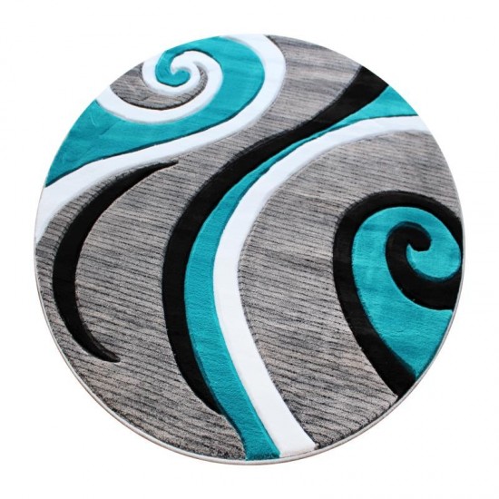 Flash Furniture Athos Collection 4x4 Turquoise Abstract Rug KP-RG952-44-TQ-GG