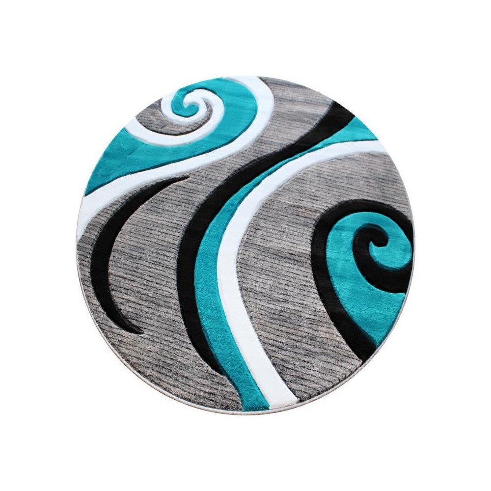 Flash Furniture Athos Collection 4x4 Turquoise Abstract Rug KP-RG952-44-TQ-GG