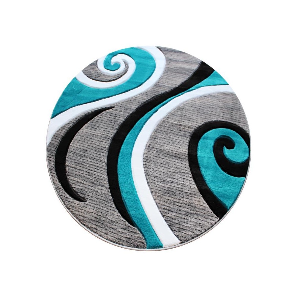 Flash Furniture Athos Collection 5x5 Turquoise Abstract Rug KP-RG952-55-TQ-GG