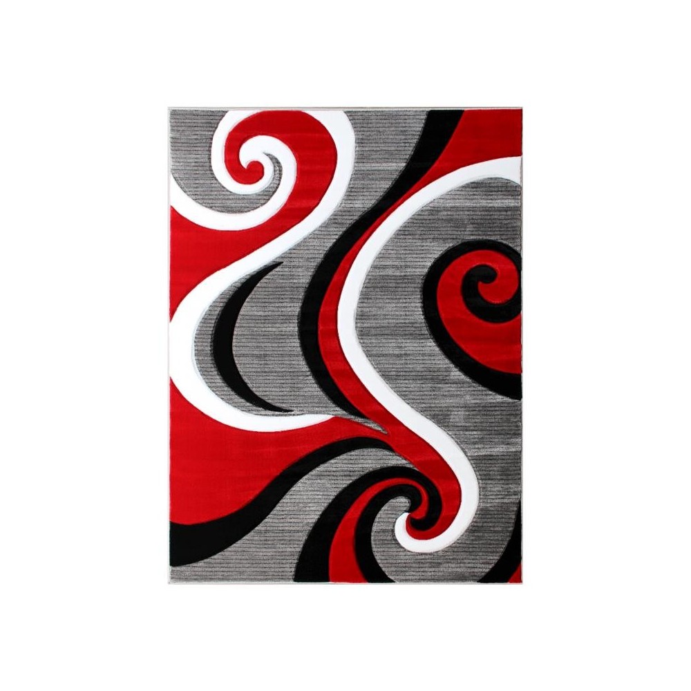 Flash Furniture Athos Collection 5x7 Red Abstract Rug KP-RG952-57-RD-GG