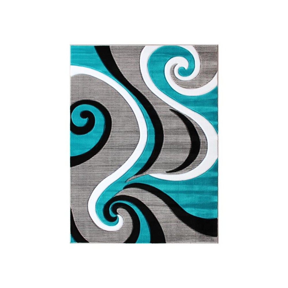 Flash Furniture Athos Collection 8x10 Turquoise Abstract Rug KP-RG952-810-TQ-GG