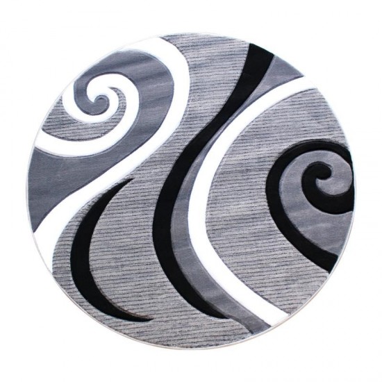 Flash Furniture Athos Collection 8x8 Gray Abstract Rug KP-RG952-88-GY-GG