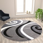 Flash Furniture Athos Collection 8x8 Gray Abstract Rug KP-RG952-88-GY-GG