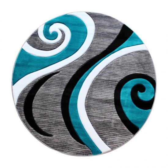 Flash Furniture Athos Collection 8x8 Turquoise Abstract Rug KP-RG952-88-TQ-GG