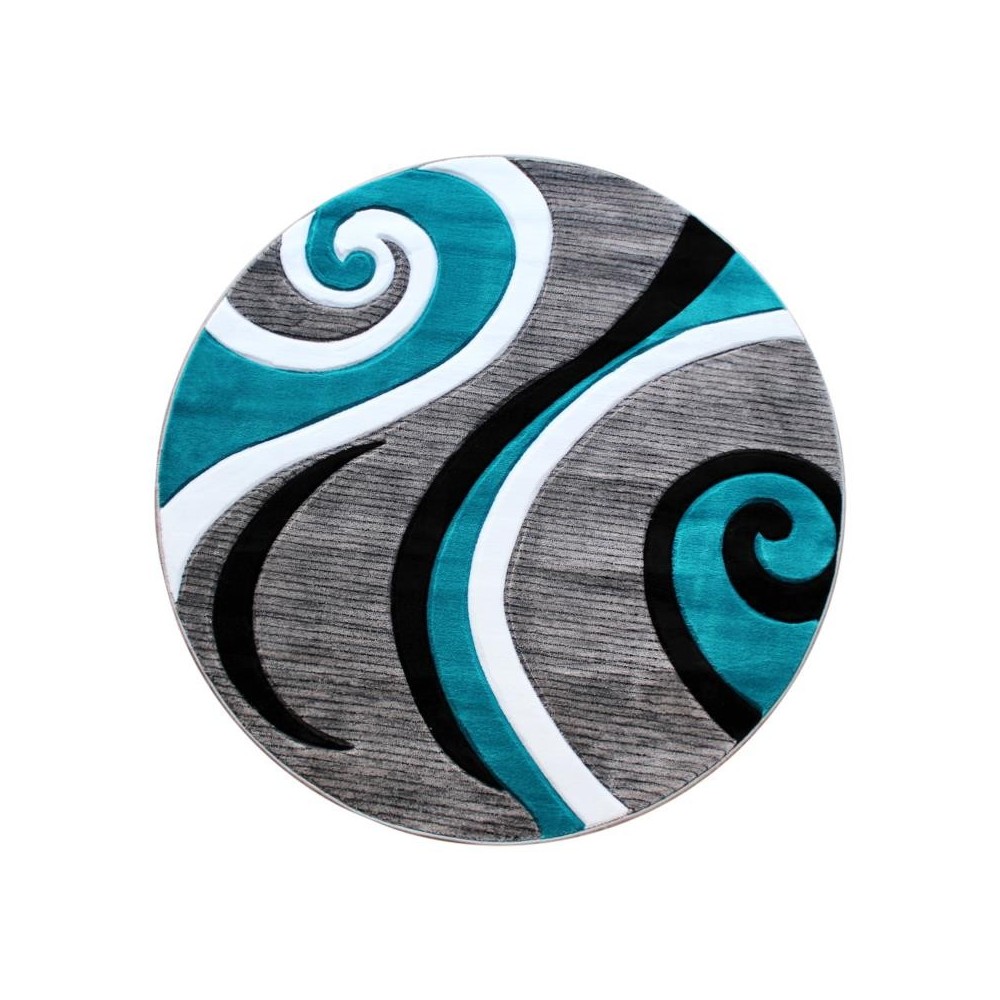 Flash Furniture Athos Collection 8x8 Turquoise Abstract Rug KP-RG952-88-TQ-GG