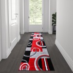 Flash Furniture Audra Collection 2x7 Red Geometric Rug KP-RG953-27-RD-GG