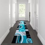 Flash Furniture Audra Collection 3x10 Turquoise Geometric Rug KP-RG953-310-TQ-GG