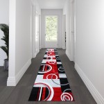 Flash Furniture Audra Collection 3x16 Red Geometric Rug KP-RG953-316-RD-GG