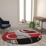 Flash Furniture Audra Collection 5x5 Red Geometric Rug KP-RG953-55-RD-GG