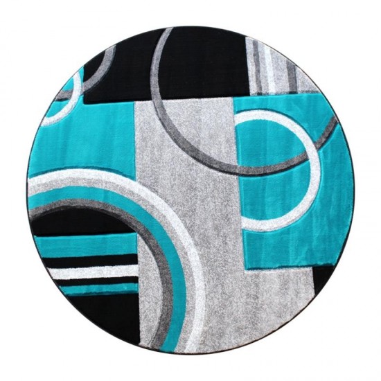 Flash Furniture Audra Collection 5x5 Turquoise Geometric Rug KP-RG953-55-TQ-GG