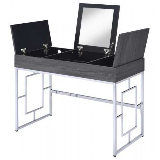 ACME Saffron Vanity Desk, Black Oak & Chrome