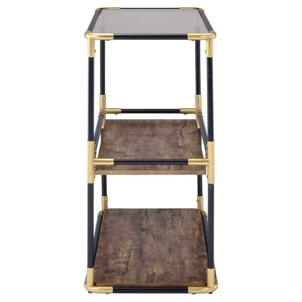 ACME Heleris Console Table, Black/Gold & Smoky Glass