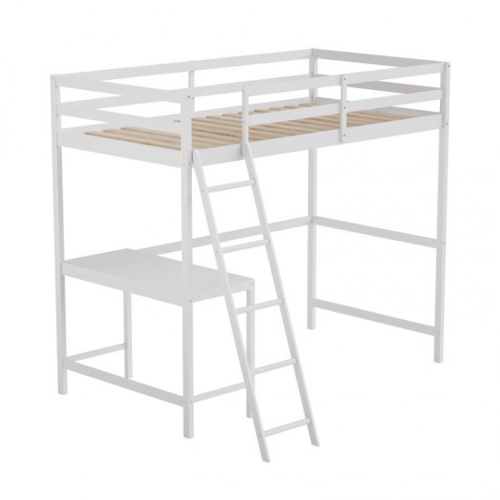 Flash Furniture Riley White Twin Loft Bed Frame MH-LBD5-WH-T-GG