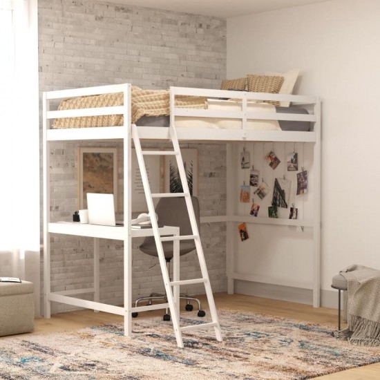Flash Furniture Riley White Twin Loft Bed Frame MH-LBD5-WH-T-GG