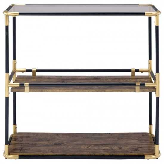 ACME Heleris Console Table, Black/Gold & Smoky Glass