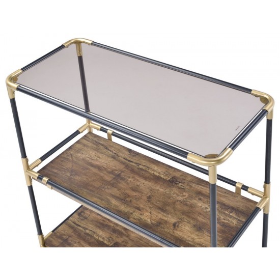 ACME Heleris Console Table, Black/Gold & Smoky Glass