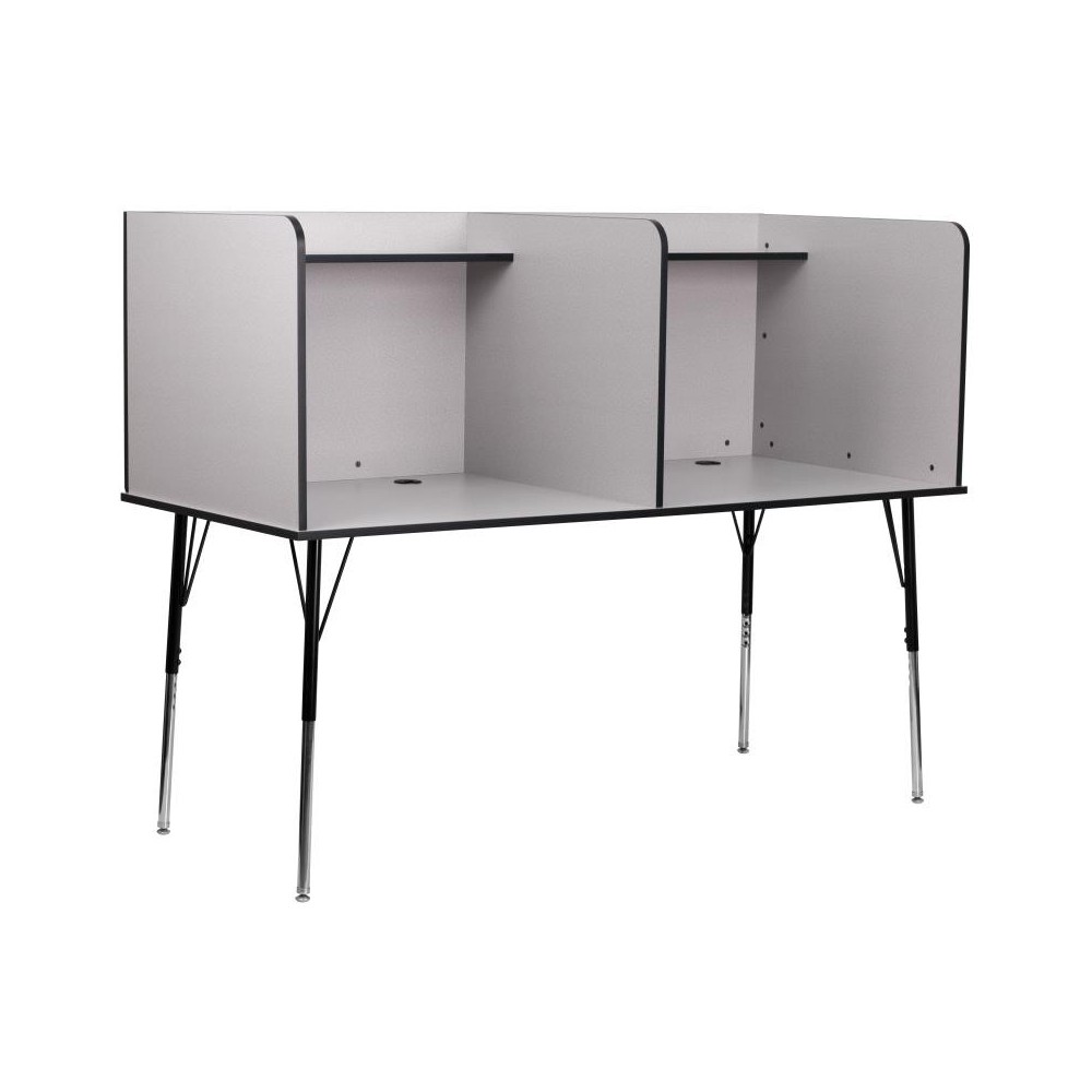 Flash Furniture Michael Grey Double Study Carrel MT-M6222-DBLSC-GRY-GG