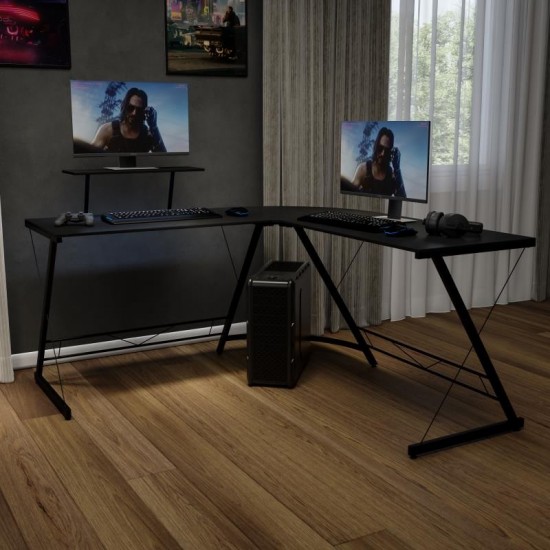 Flash Furniture Ginny L-Shaped Computer Gaming Desk NAN-CD-22181-BK-BK-GG