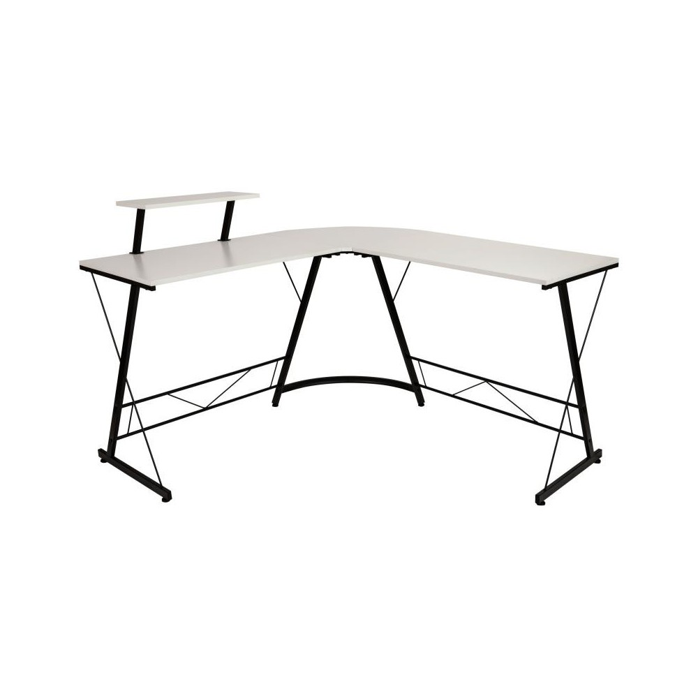 Flash Furniture Ginny L-Shaped Computer Gaming Desk NAN-CD-22181-WH-BK-GG