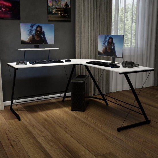 Flash Furniture Ginny L-Shaped Computer Gaming Desk NAN-CD-22181-WH-BK-GG