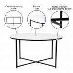 Flash Furniture 3 Piece White Coffee Table Set NAN-CEK-1787-BK-GG