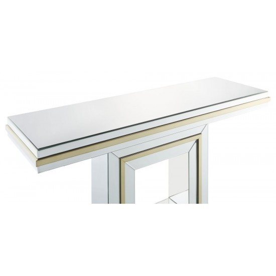 ACME Osma Console Table, Mirrored & Gold