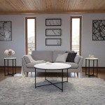 Flash Furniture 3 Piece White Coffee Table Set NAN-CEK-1787-BK-GG