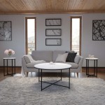Flash Furniture 3PC White Marbled Table Set NAN-CEK-1787-MRBL-BK-GG