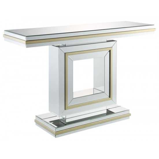 ACME Osma Console Table, Mirrored & Gold