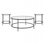 Flash Furniture 3 Piece Glass Coffee Table Set NAN-CEK-21750-BK-GG