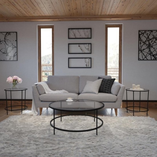 Flash Furniture 3 Piece Glass Coffee Table Set NAN-CEK-21750-BK-GG