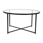 Flash Furniture Glass Coffee Table-Black Frame NAN-JH-1786CT-BK-GG