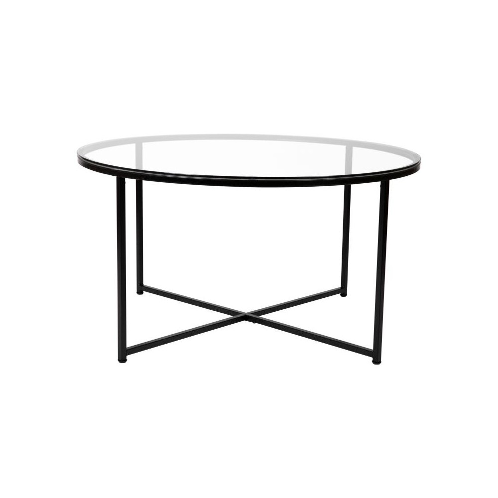 Flash Furniture Glass Coffee Table-Black Frame NAN-JH-1786CT-BK-GG