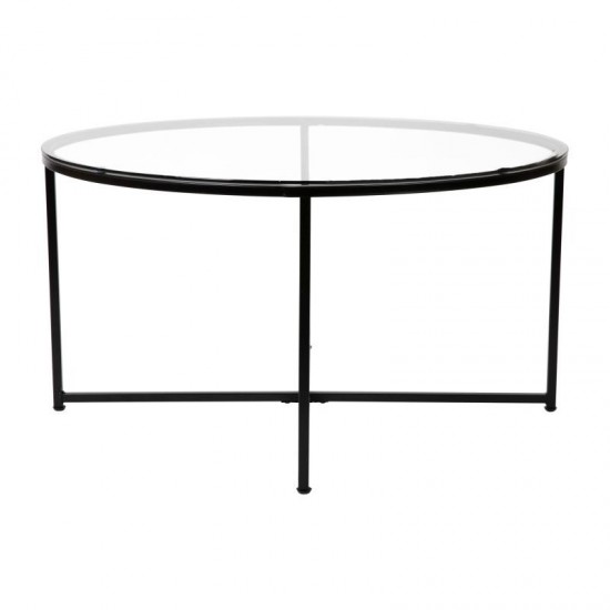 Flash Furniture Glass Coffee Table-Black Frame NAN-JH-1786CT-BK-GG