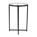 Flash Furniture Glass End Table-Black Frame NAN-JH-1786ET-BK-GG