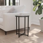 Flash Furniture Glass End Table-Black Frame NAN-JH-1786ET-BK-GG