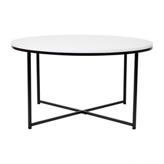 Flash Furniture White Coffee Table-Black Frame NAN-JH-1787CT-BK-GG