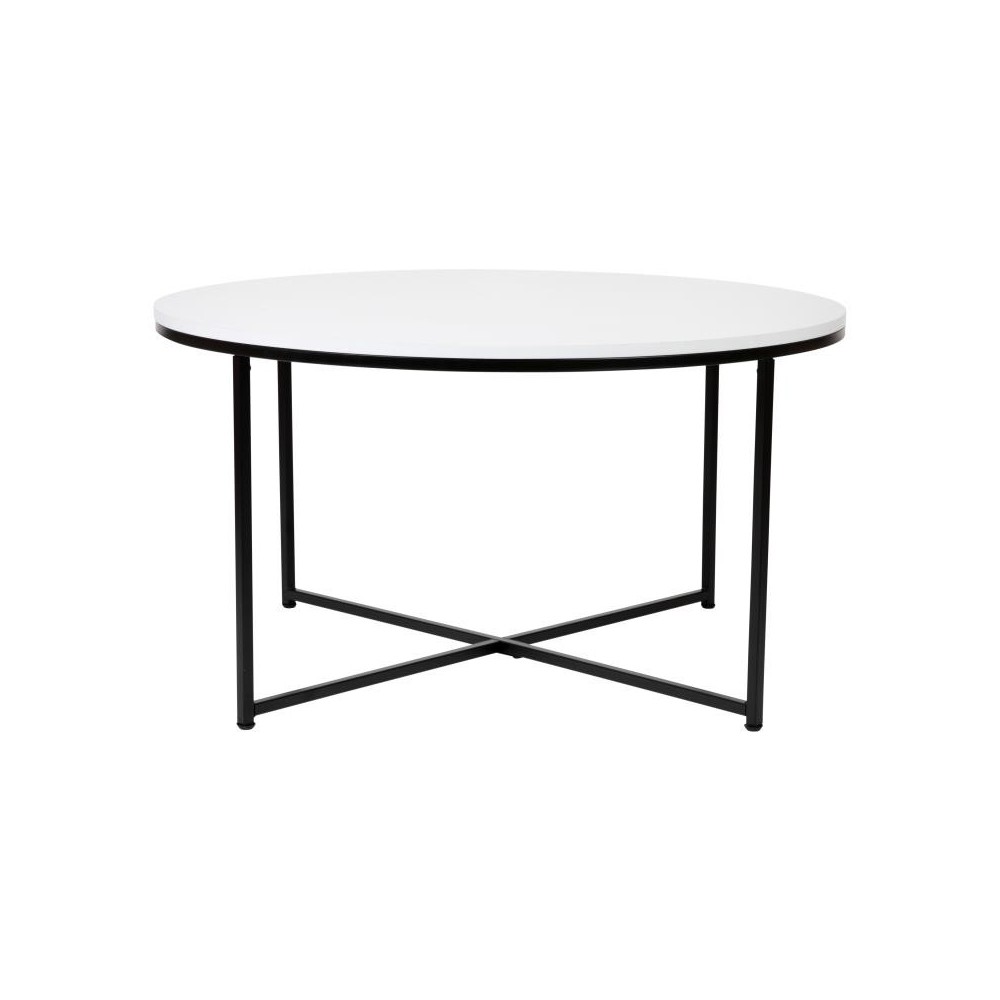 Flash Furniture White Coffee Table-Black Frame NAN-JH-1787CT-BK-GG