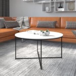 Flash Furniture White Coffee Table-Black Frame NAN-JH-1787CT-BK-GG