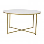 Flash Furniture Marble Coffee Table-Gold Frame NAN-JH-1787CT-MRBL-GG