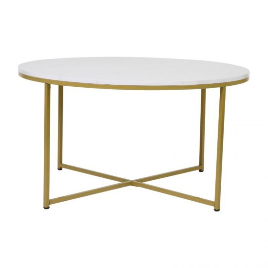 Flash Furniture Marble Coffee Table-Gold Frame NAN-JH-1787CT-MRBL-GG