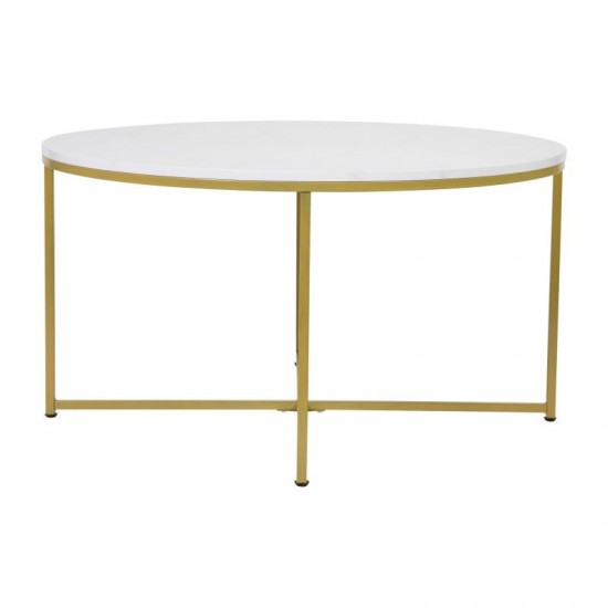 Flash Furniture Marble Coffee Table-Gold Frame NAN-JH-1787CT-MRBL-GG