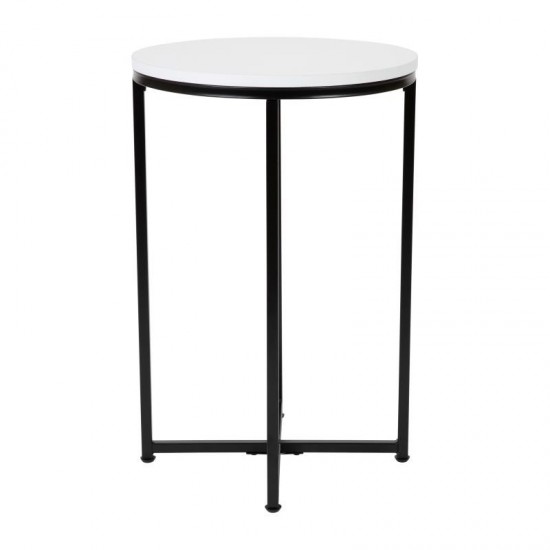 Flash Furniture White End Table-Black Frame NAN-JH-1787ET-BK-GG