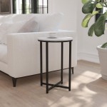 Flash Furniture White End Table-Black Frame NAN-JH-1787ET-BK-GG