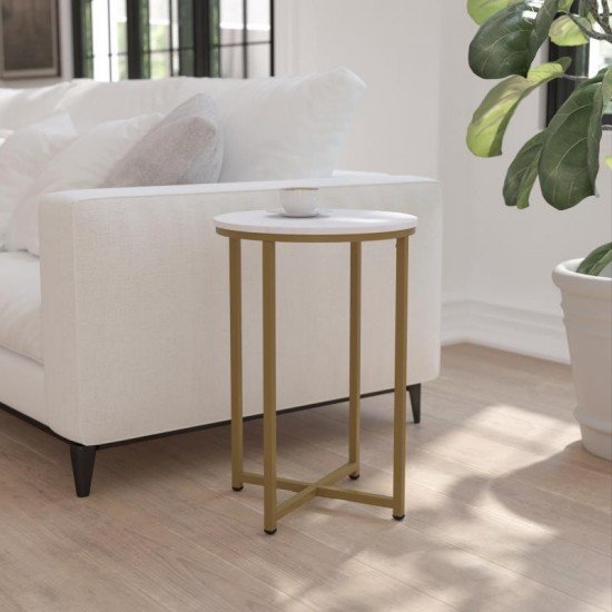 Flash Furniture Marble End Table-Gold Frame NAN-JH-1787ET-MRBL-GG