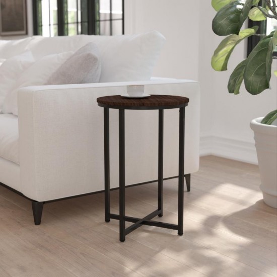 Flash Furniture Walnut End Table-Black Frame NAN-JH-1787ET-WAL-BK-GG